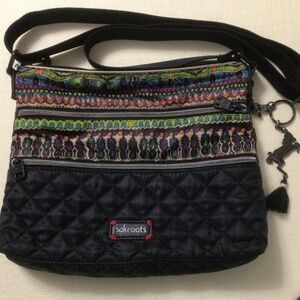 Sakroots Artist Circle Quilted Peace Crossbody Bag Black